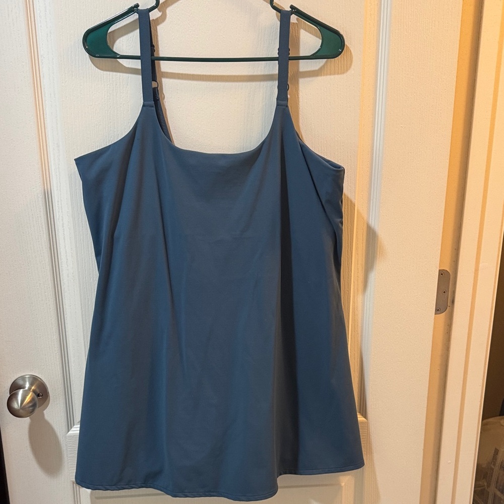 Womens Blue Scoop Neck Tank Skort Dress